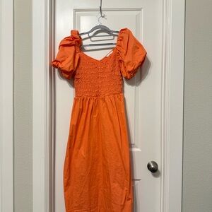 Chic Orange Smocked Dress
